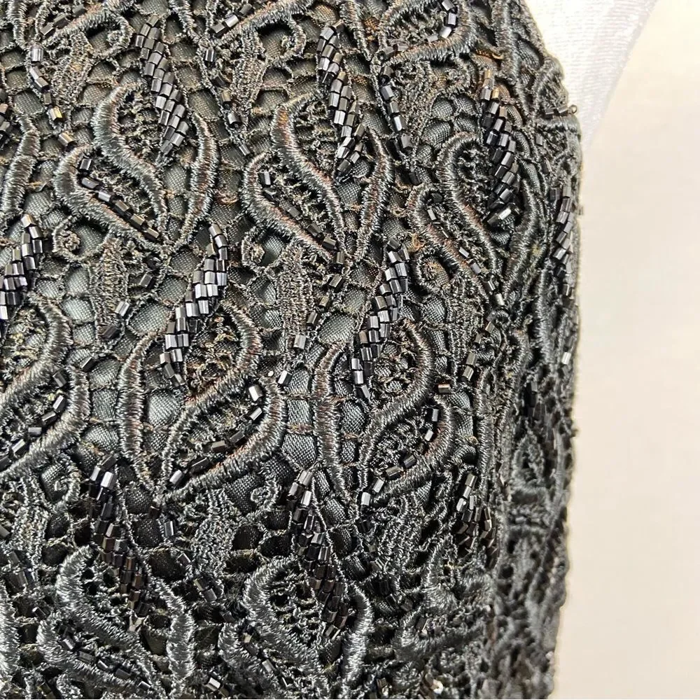 Carmen Marc Valvo Brand‎ Black Beaded Formal Top Size 10 - Picture 8 of 13